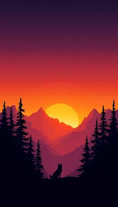 Sunset Fox Silhouette