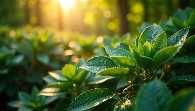 Sunlit Green Leaves