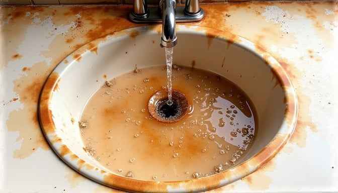 Rusty stained sink