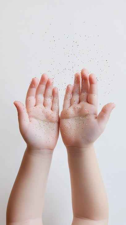 Hands catching glitter Hands catching glitter