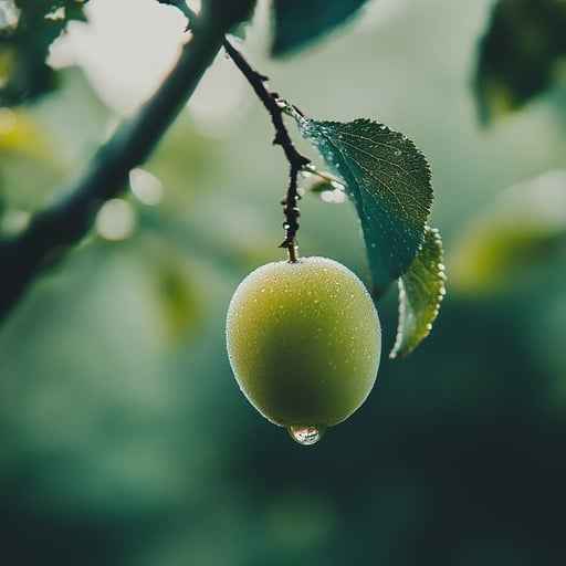 Dewy plum hangs