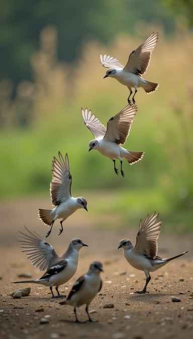 Synchronized bird takeoff