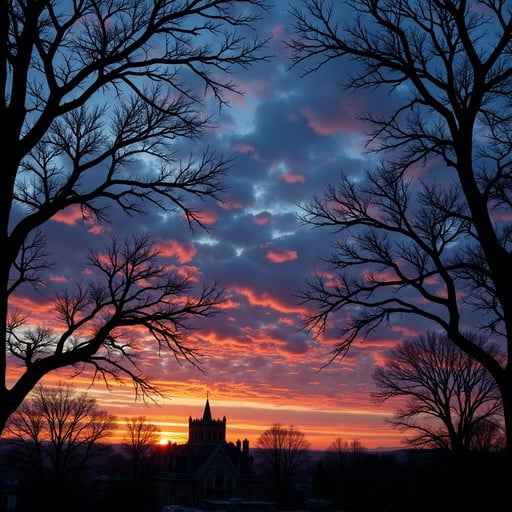 Fiery Sky Silhouettes