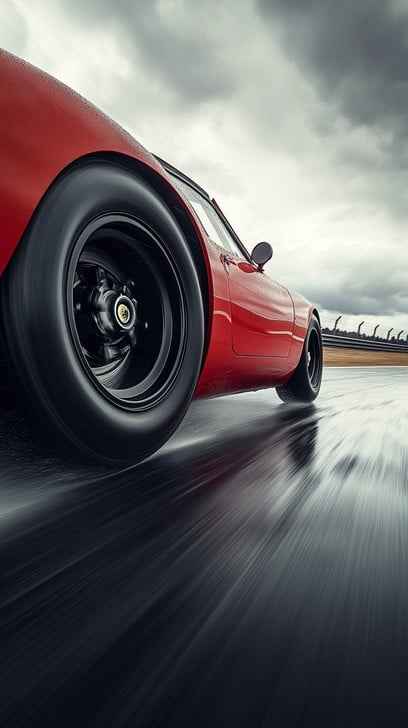 Speeding Red Car