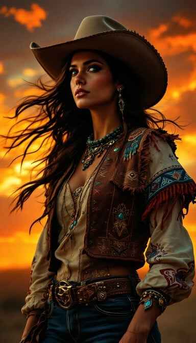 Sunset Cowgirl Portrait Sunset Cowgirl Portrait