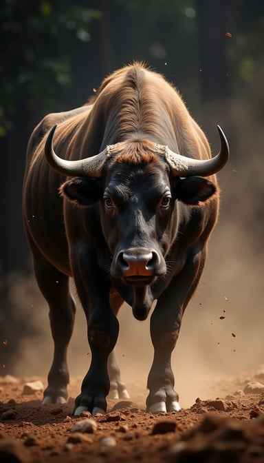 Charging Wild Bull Charging Wild Bull