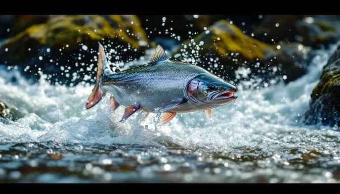Salmon Leaps Upstream Salmon Leaps Upstream