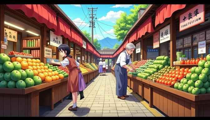 Vibrant Market Scene Vibrant Market Scene