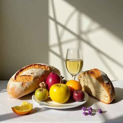Bread, Fruit, Wine