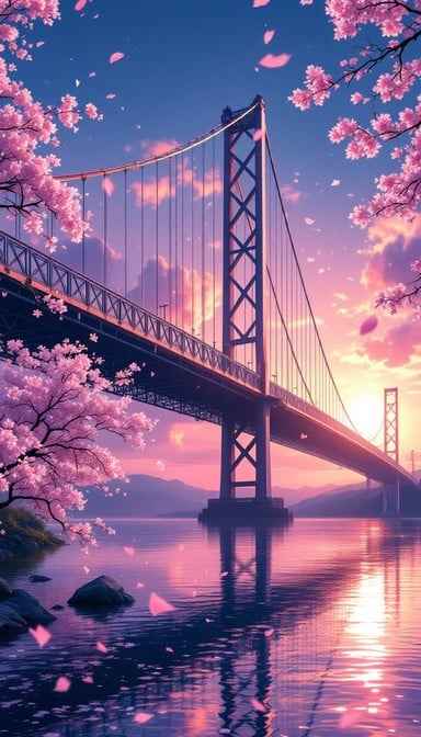 Sakura Bridge Sunset Sakura Bridge Sunset