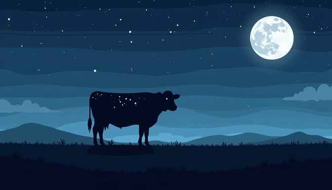 Moonlit Bovine Silhouette Moonlit Bovine Silhouette