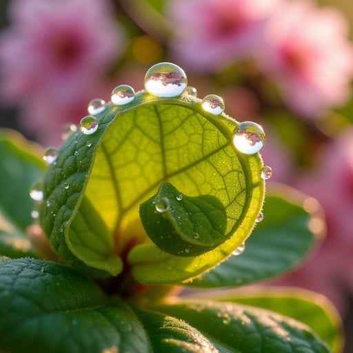Dewdrops Embrace Leaf