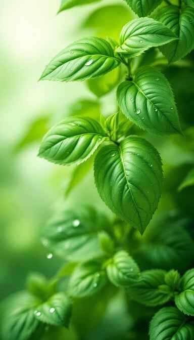Glistening Herb Leaves