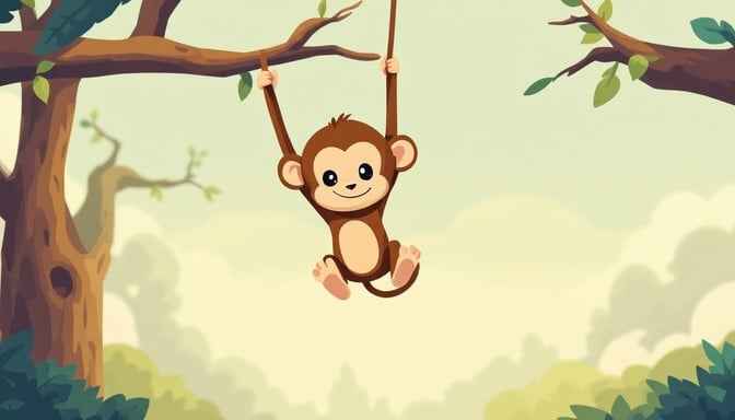 Playful Monkey Swinging
