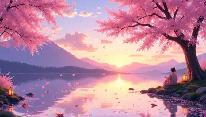 Tranquil Sakura Sunset Tranquil Sakura Sunset