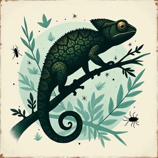 Verdant Chameleon Illustration