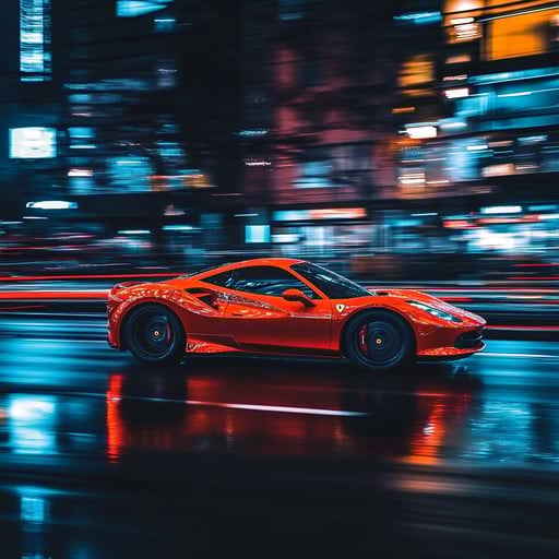 Speeding Red Car