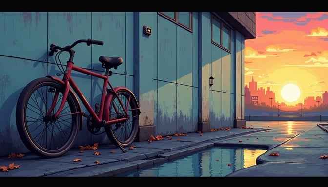 Sunset Bicycle Reflection Sunset Bicycle Reflection