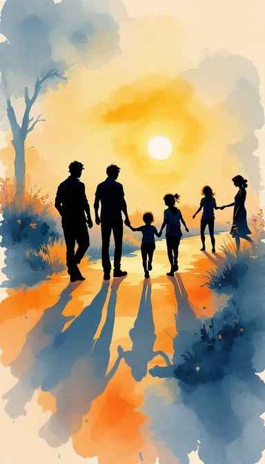 Family Sunset Silhouettes