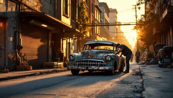 Vintage Urban Sunset