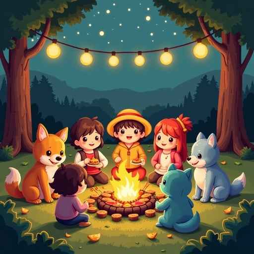 Magical campfire gathering Magical campfire gathering