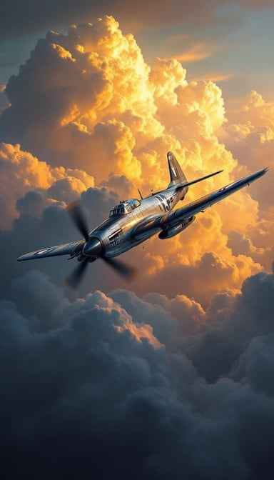 Warbird Through Clouds
