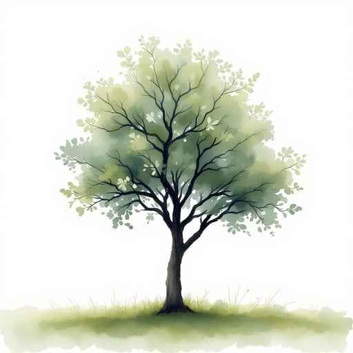 Serene Watercolor Tree