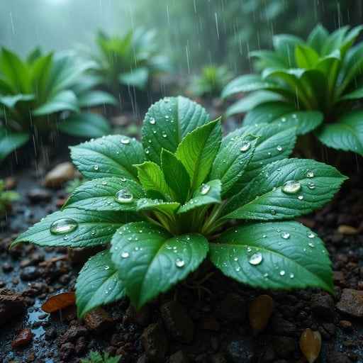 Raindrops on Leaves