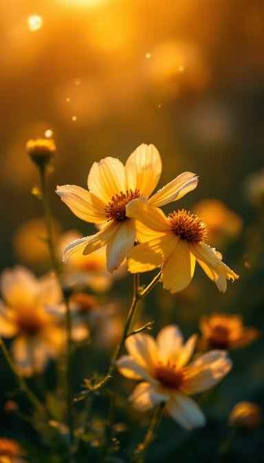 Sunlit Golden Flowers