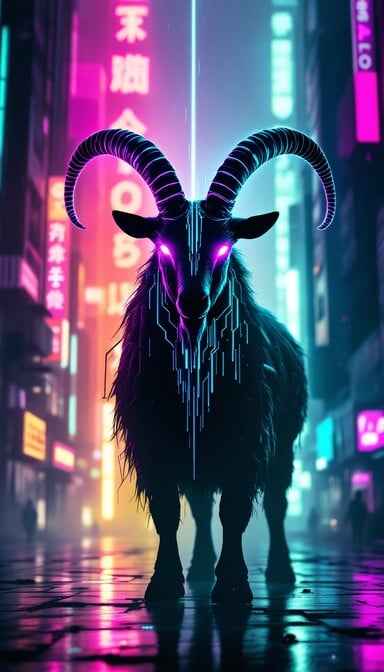 Neon Cyber Goat