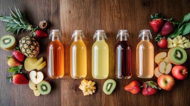 Colorful juice bottles