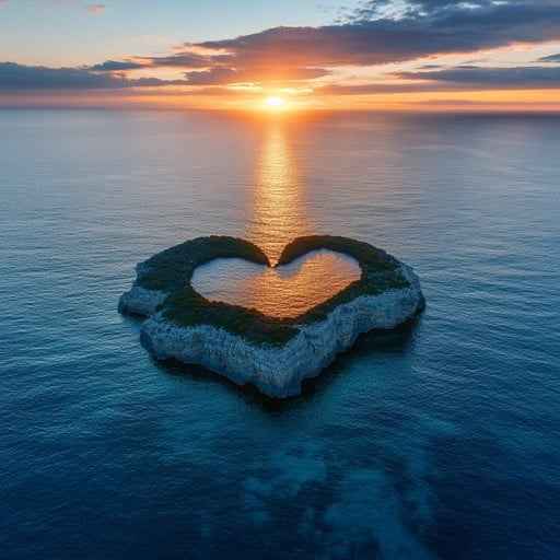 Sunset heart island