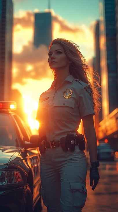 Policewoman at Sunset