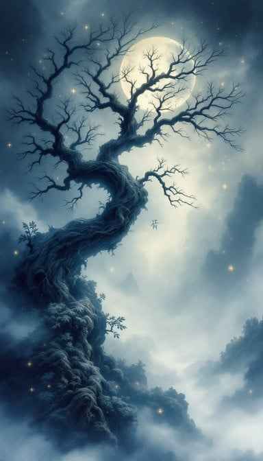 Moonlit Twisted Tree