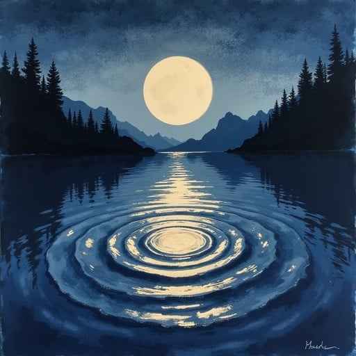 Moonlit Rippling Reflection