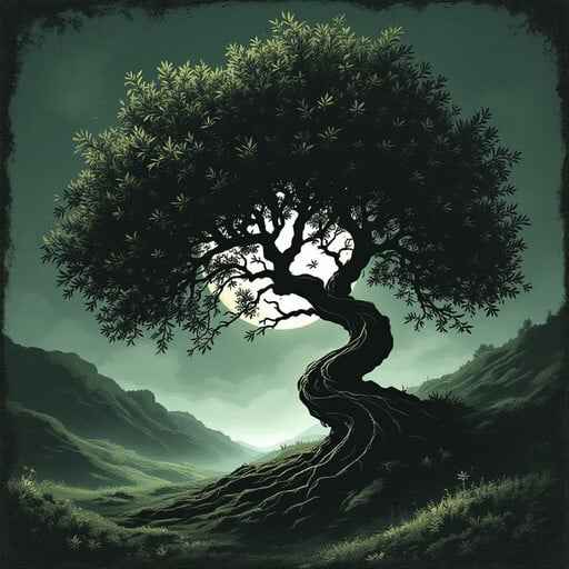 Moonlit Twisted Tree