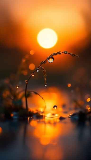 Sunset Through Dewdrops