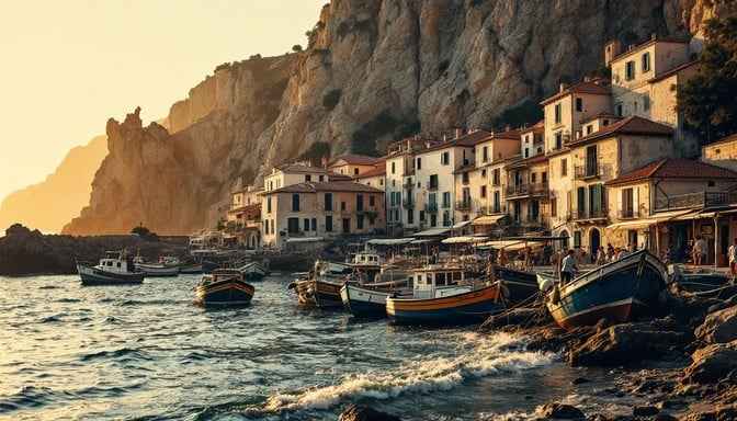 Mediterranean Village Sunset