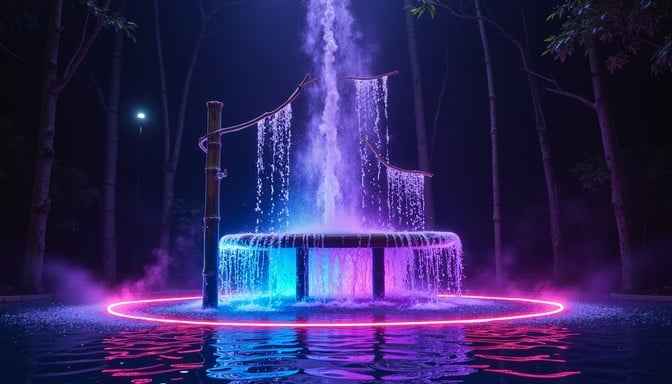 Illuminated Night Fountain