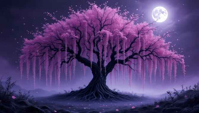 Moonlit Blossom Tree