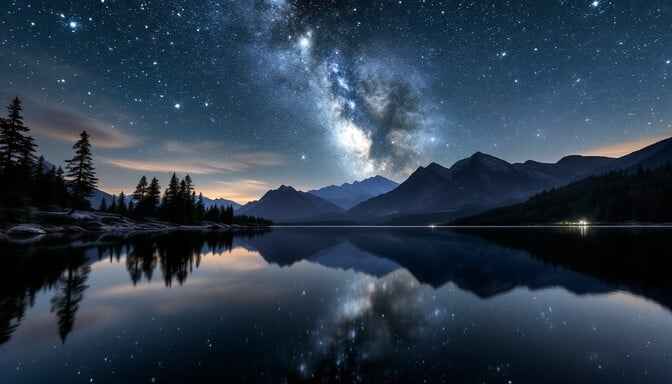 Starlit Mountain Reflection