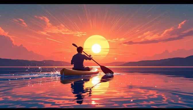 Sunset Kayak Silhouette
