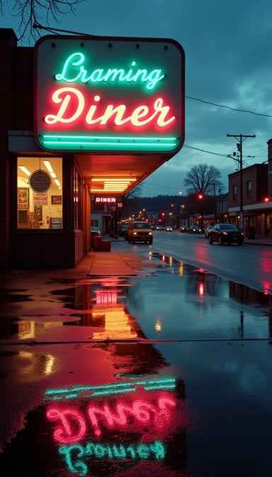 Neon Diner Reflections