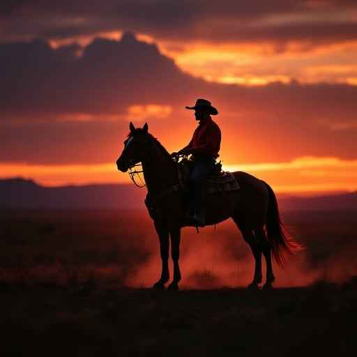 Sunset Cowboy Silhouette Sunset Cowboy Silhouette