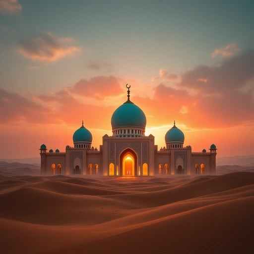 Desert Mosque Sunset