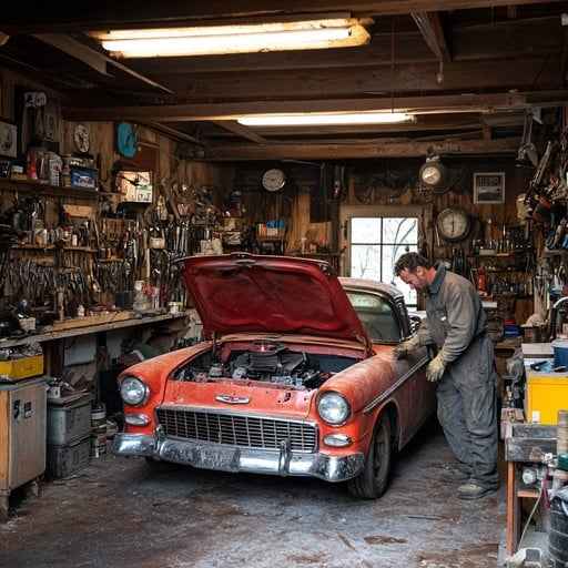 Mechanic fixing car