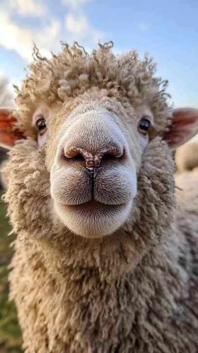 Curious sheep close-up Curious sheep close-up