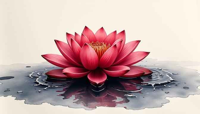 Crimson Lotus Reflection