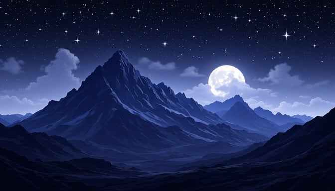 Moonlit Mountain Silhouettes
