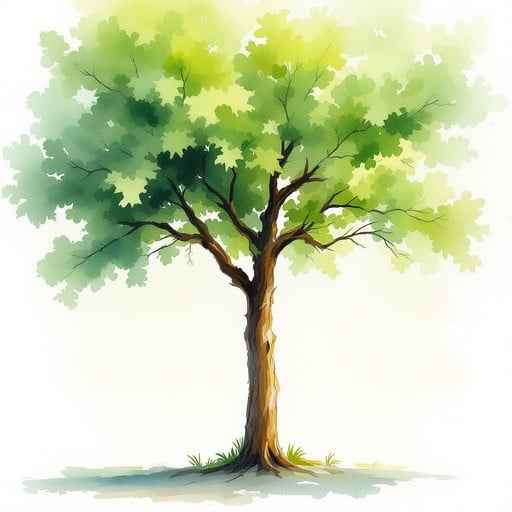Serene Watercolor Tree
